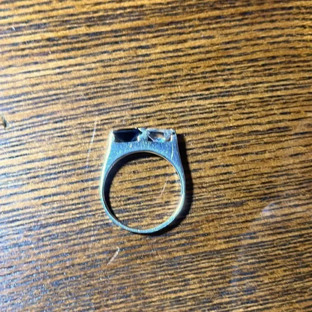Sterling Silver Vintage Minimalist Ring with Blue and Clear Stones
